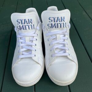 Adidas Stan Smith Sneakers with Blue and Purple Embroidered Detail